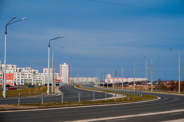Fototapeta na wymiar Coloful panel houses in Gomel city, Belarus.
