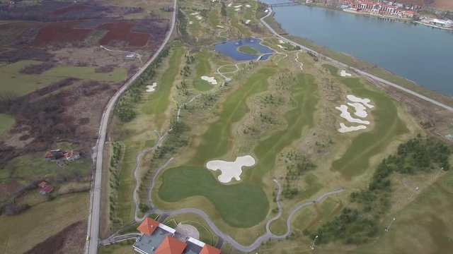 Drone flying over the golf course