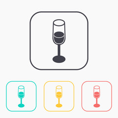 glass of wine isometric 3d color icon set