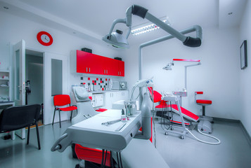 Interior of dental clinic, BLUE TONE