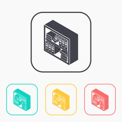 bookshelf isometric 3d color icon set