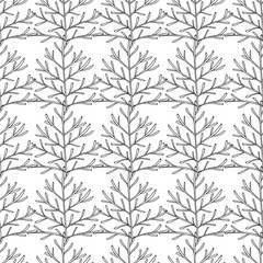 Vector seamless pattern. Linear graphic design. Floral linear background