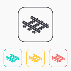 railroad isometric 3d color icon set