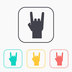 Obraz premium rock hand sign color icon set