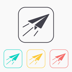 Paper Plane sign. Airplane symbol. Travel color icon set.