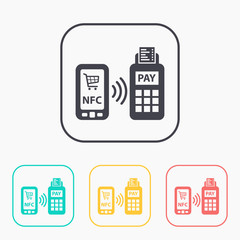 nfc payment from mobile phone color icon set