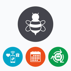 Bee sign icon. Honeybee or apis symbol.