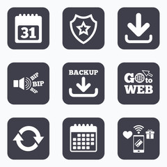 Download and Backup signs. Calendar, rotation