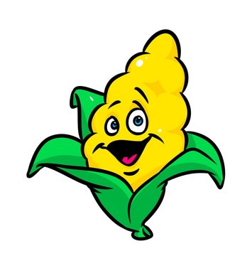 Funny corn cartoon illustration isolated image character 