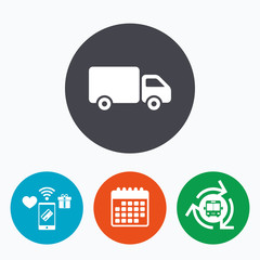 Delivery truck sign icon. Cargo van symbol.