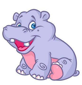 Little good Hippo cartoon illustration isolated image animal character