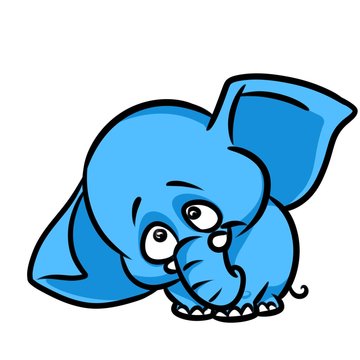 Sad little elephant cartoon illustration isolated image animal character 