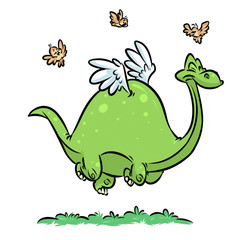 Dinosaur extinction version bird evolution cartoon illustration animal character 