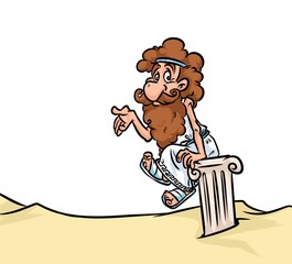 Ancient Greek philosopher cartoon illustration  character 