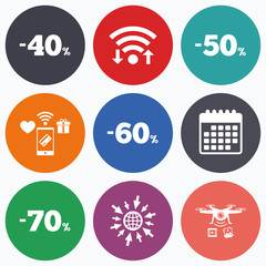 Sale discount icons. Special offer price signs.