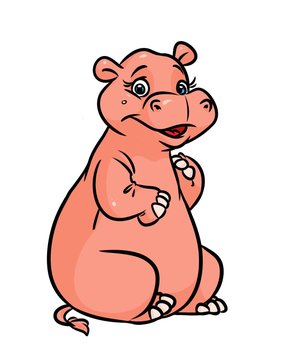 Hippo cartoon illustration isolated image animal character