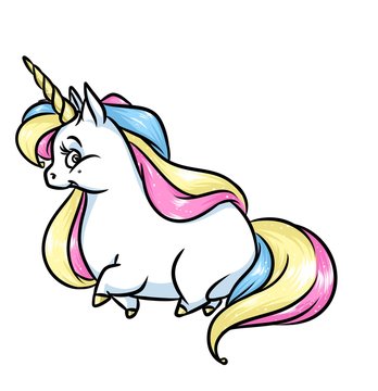 Unicorn rainbow cartoon illustration isolated image animal character 