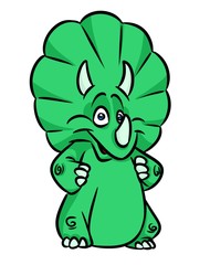 Triceratops Dinosaur Green cartoon illustration isolated image animal character 