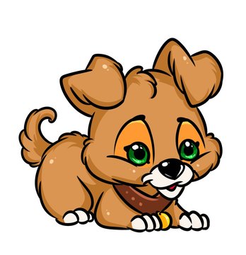 Little puppy cartoon illustration isolated image animal character 