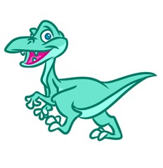 Little green dinosaur cartoon illustration isolated image animal character 