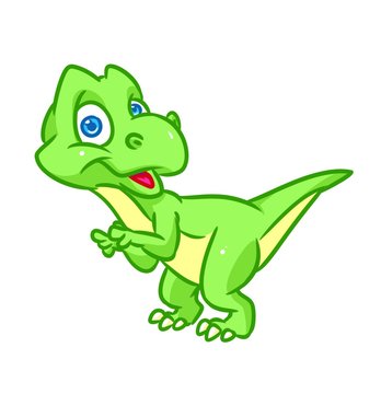 Little green dinosaur surprise 
cartoon illustration isolated image animal character 