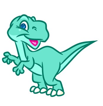 Little green dinosaur cartoon illustration isolated image animal character 
