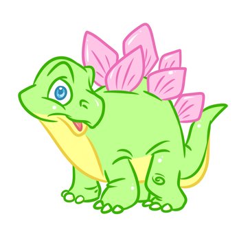 Dinosaur Stegosaurus green cute cartoon illustration isolated image animal character 