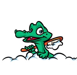 Crocodile basks foam cartoon illustration animal character 