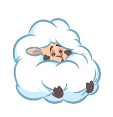 Fluffy sheep fear cartoon illustration isolated image animal character 