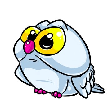 Owl bird big eyes cartoon illustration isolated image animal character 