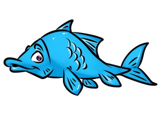 Fish Blue cartoon illustration isolated image animal character 