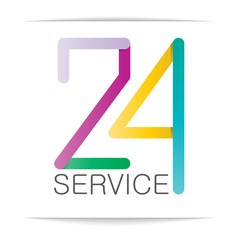 24 hours service design with colorful numbering