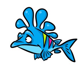 Fish Blue cartoon illustration isolated image animal character