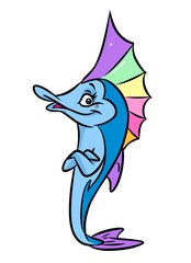 Fish rainbow cartoon illustration isolated image animal character 