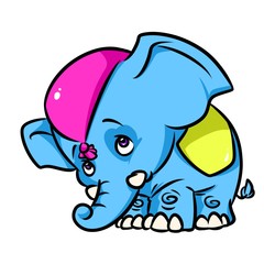 Little Circus Elephant cartoon illustration isolated image animal character 