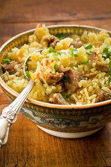 Rice pilaf in a vintage bowl