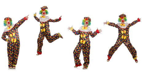 Set of clown photos isolated on white