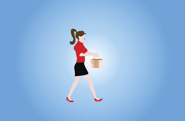 Fototapeta na wymiar vector of businesswoman carrying basket