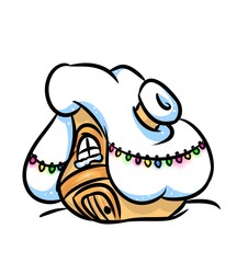 Winter Christmas House small hut cartoon illustration