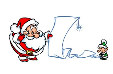 Santa Claus Christmas List cartoon illustration character 