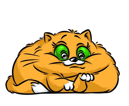 Cat big eyes cartoon illustration isolated image animal character 