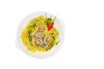 Stir fried noodles isolated on white background, clipping path