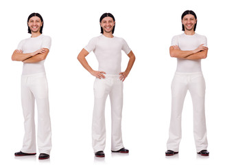 Fototapeta premium A man in white sportswear isolated on white