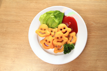 tasty dish on a plate in the restaurant for children  restaurant