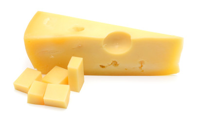 piece of cheese isolated in white background