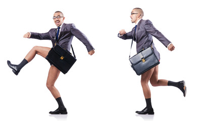 Composite photo of naked businessman on white