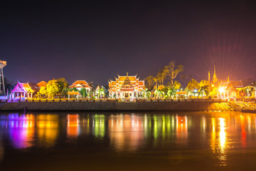Fototapeta na wymiar Ayutthaya temple at night.