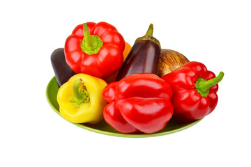 Eggplant and pepper on plate