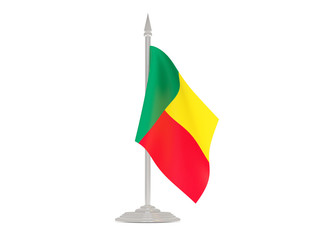 Flag of benin with flagpole. 3d render