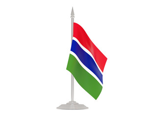 Flag of gambia with flagpole. 3d render
